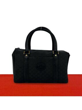 Gucci Vintage Micro GG Logo Leather Mini Boston Bag Black